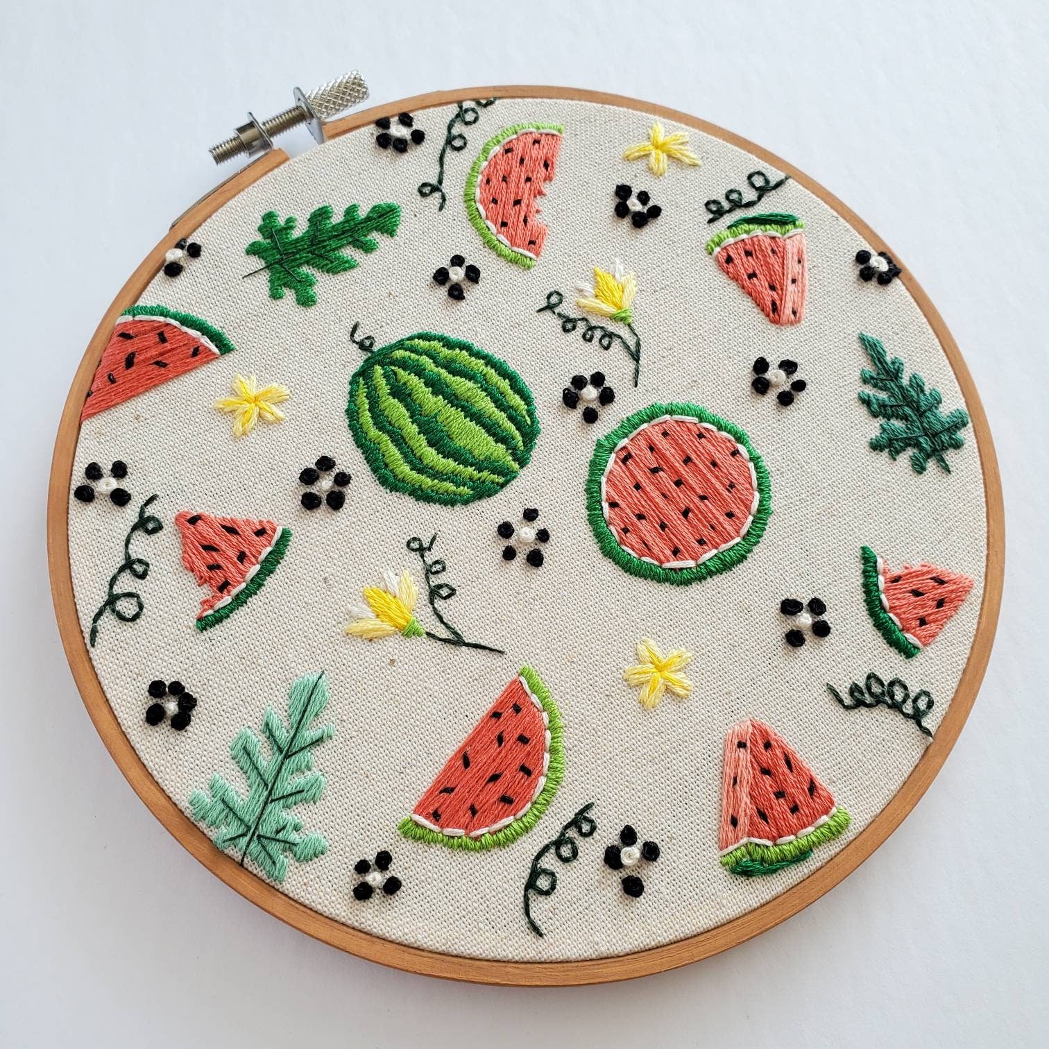 Watermelon Life Cycle Print - PDF DIgital Download Embroidery Pattern & Guide