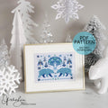 Winter Polar Bear Folk Art Scene - PDF Digital Download Cross Stitch Pattern & Guide