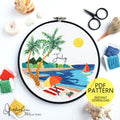 JULY Monthly Series Wreath - PDF Digital Download Embroidery Pattern & Guide