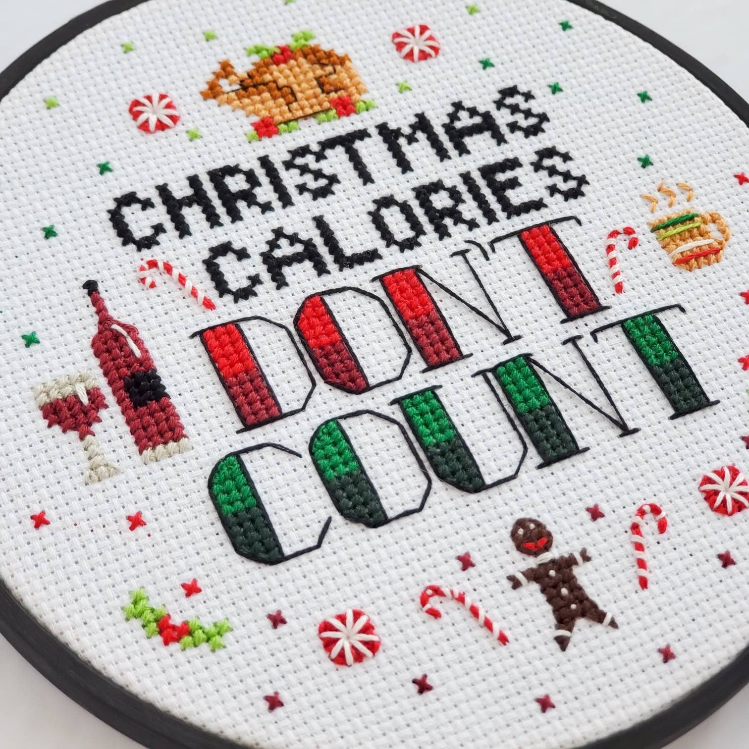 Christmas Calories Don't Count - PDF Digital Download Cross Stitch Pattern & Guide