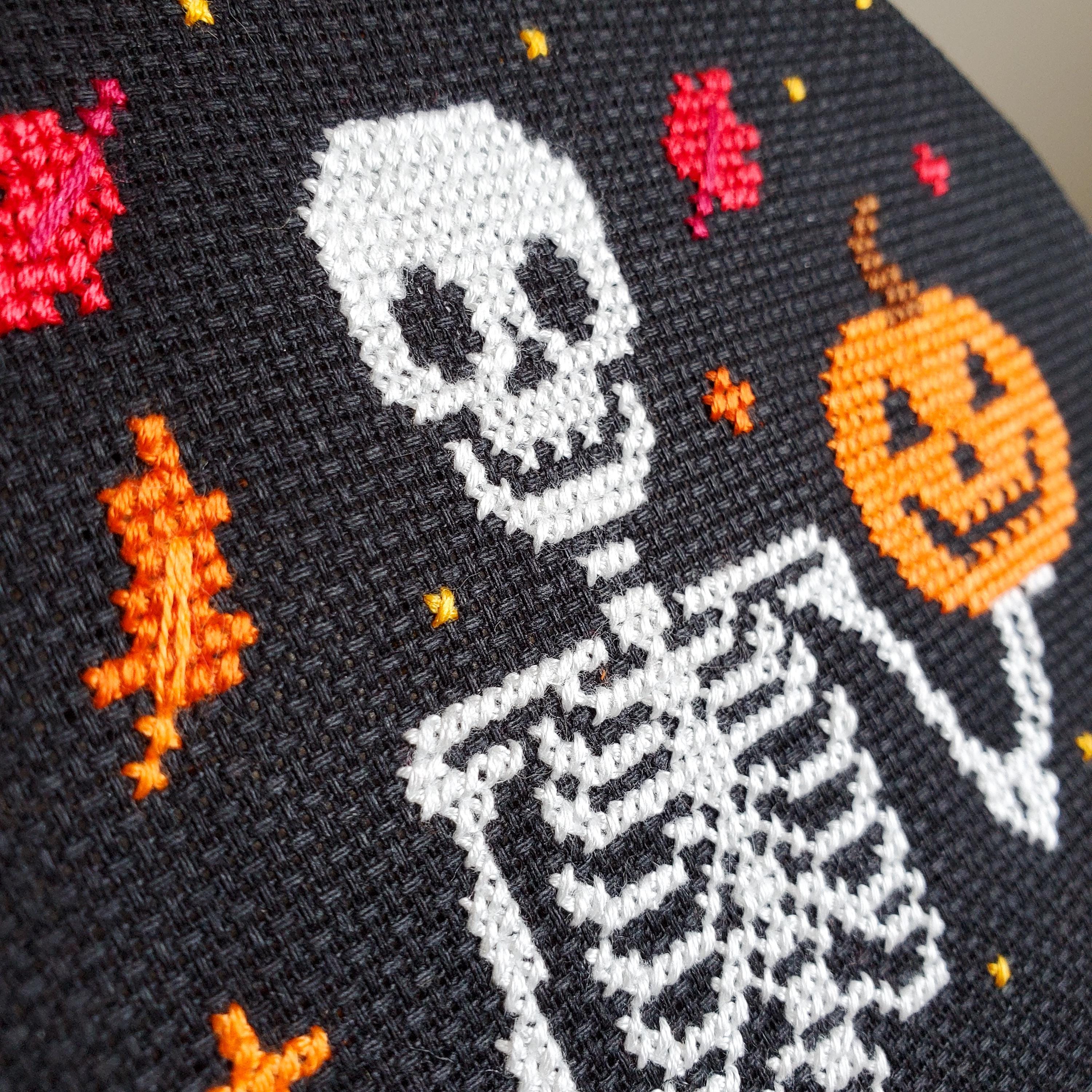 Skeleton Pumpkin Skeleton - PDF Digital Download Cross Stitch Pattern & Guide