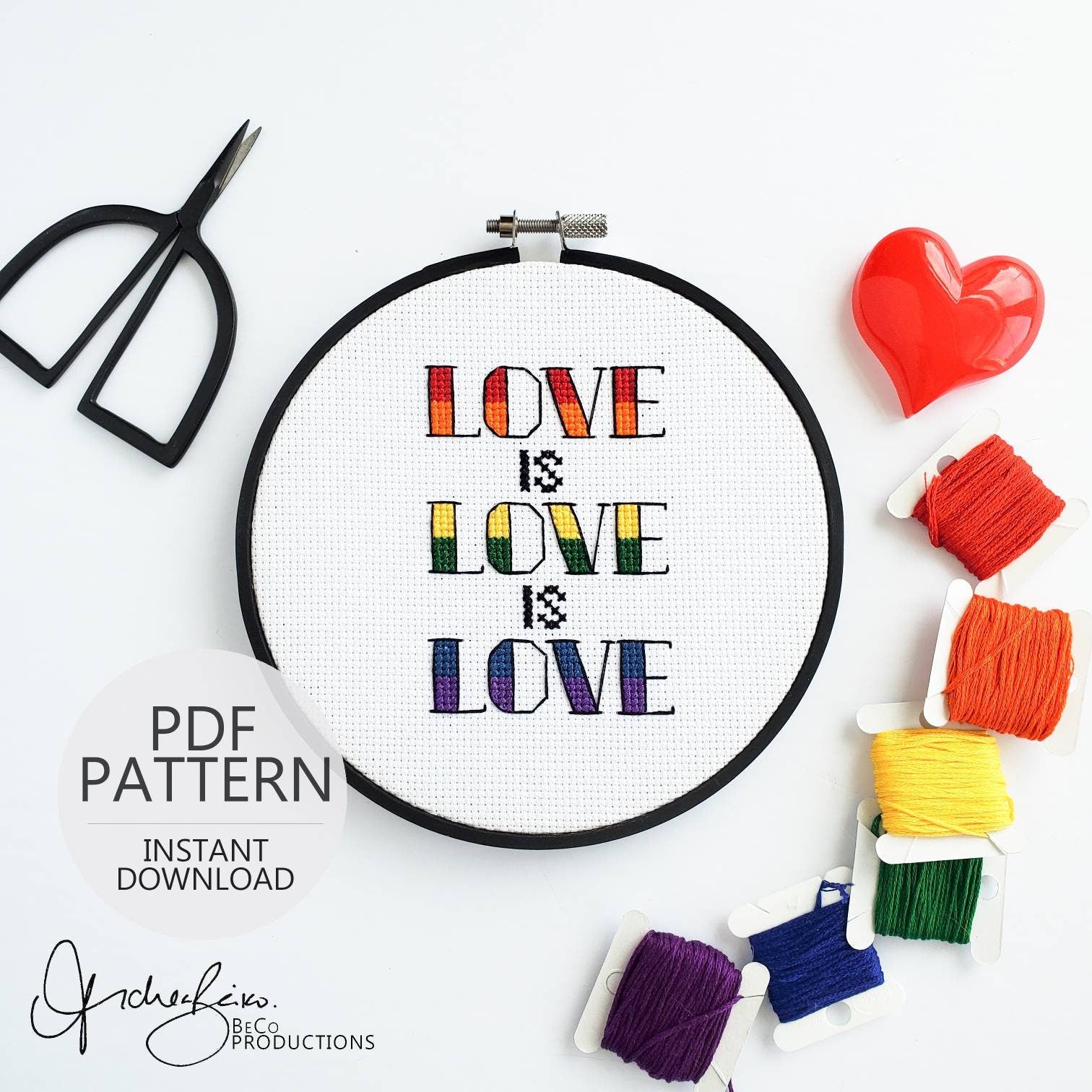 Love is Love is Love - PDF Digital Download Cross Stitch Pattern & Guide