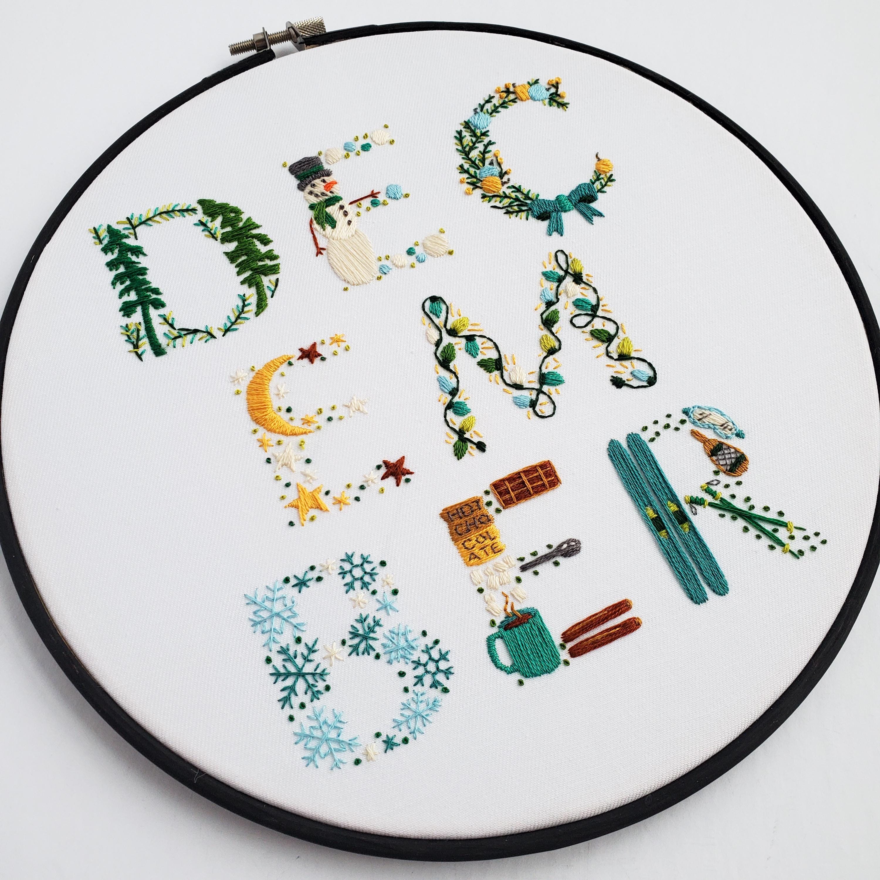 DECEMBER Monthly Text Series - PDF Digital Download Embroidery Series Pattern & Guide
