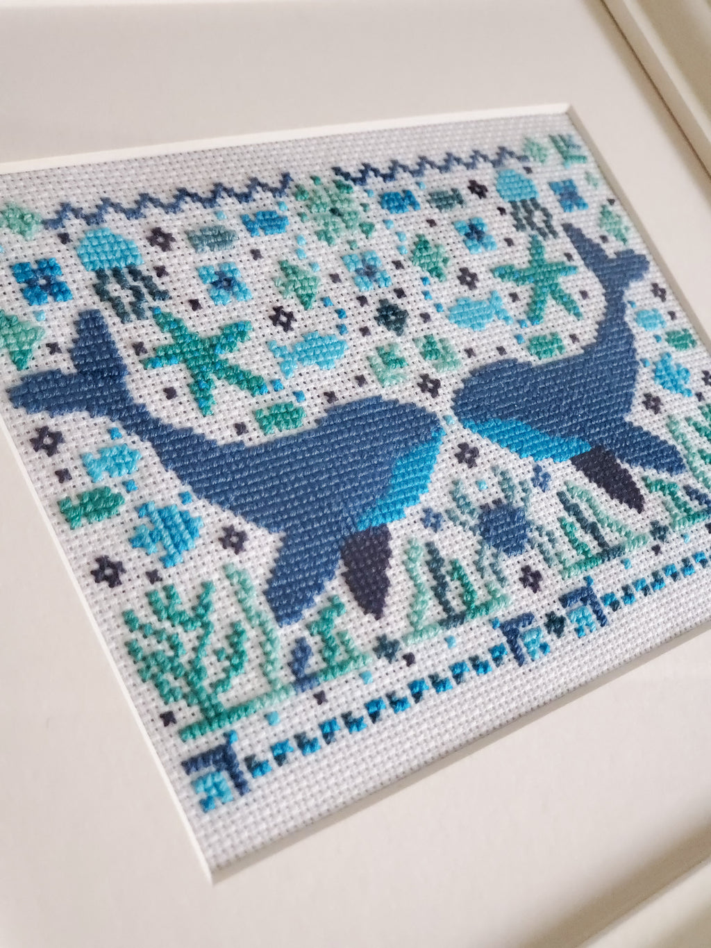 Summer Whale Folk Art Scene - PDF Digital Download Cross Stitch Pattern & Guide
