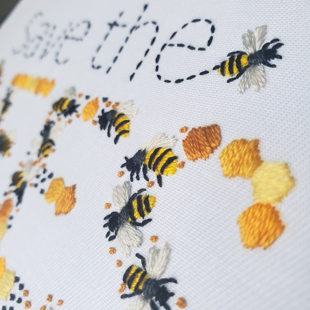Save The Bees Text - PDF Digital Download Embroidery Pattern & Guide
