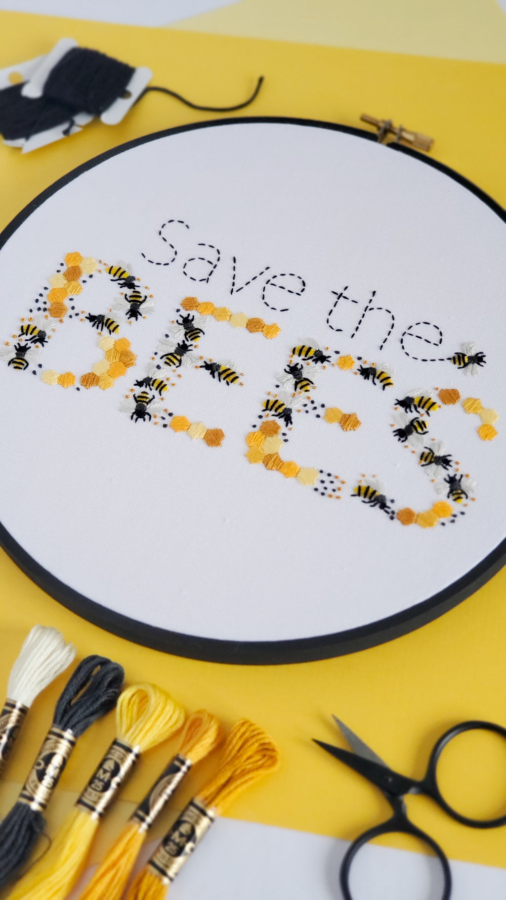 Save The Bees Text - PDF Digital Download Embroidery Pattern & Guide