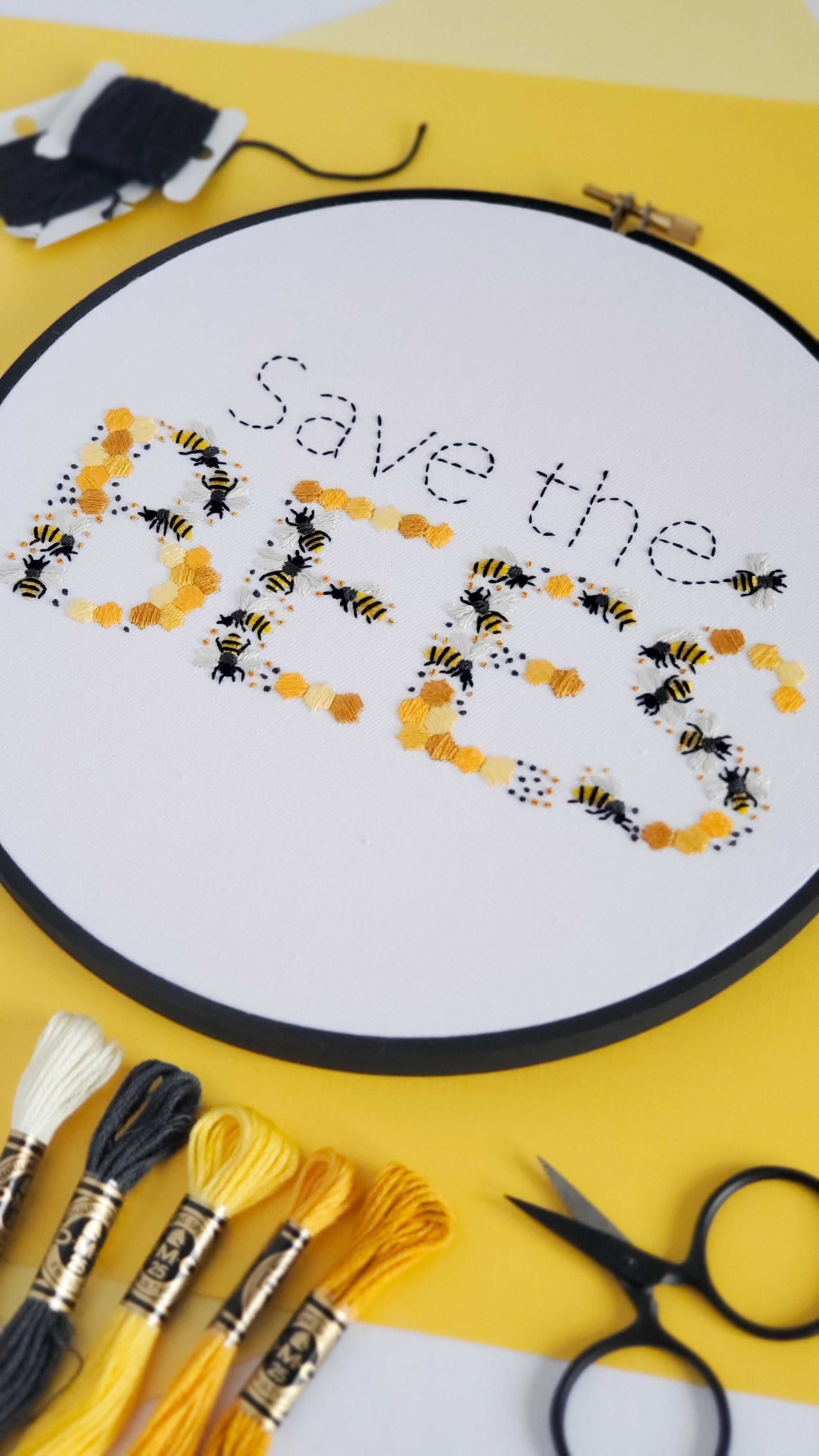 Save The Bees Text - PDF Digital Download Embroidery Pattern & Guide