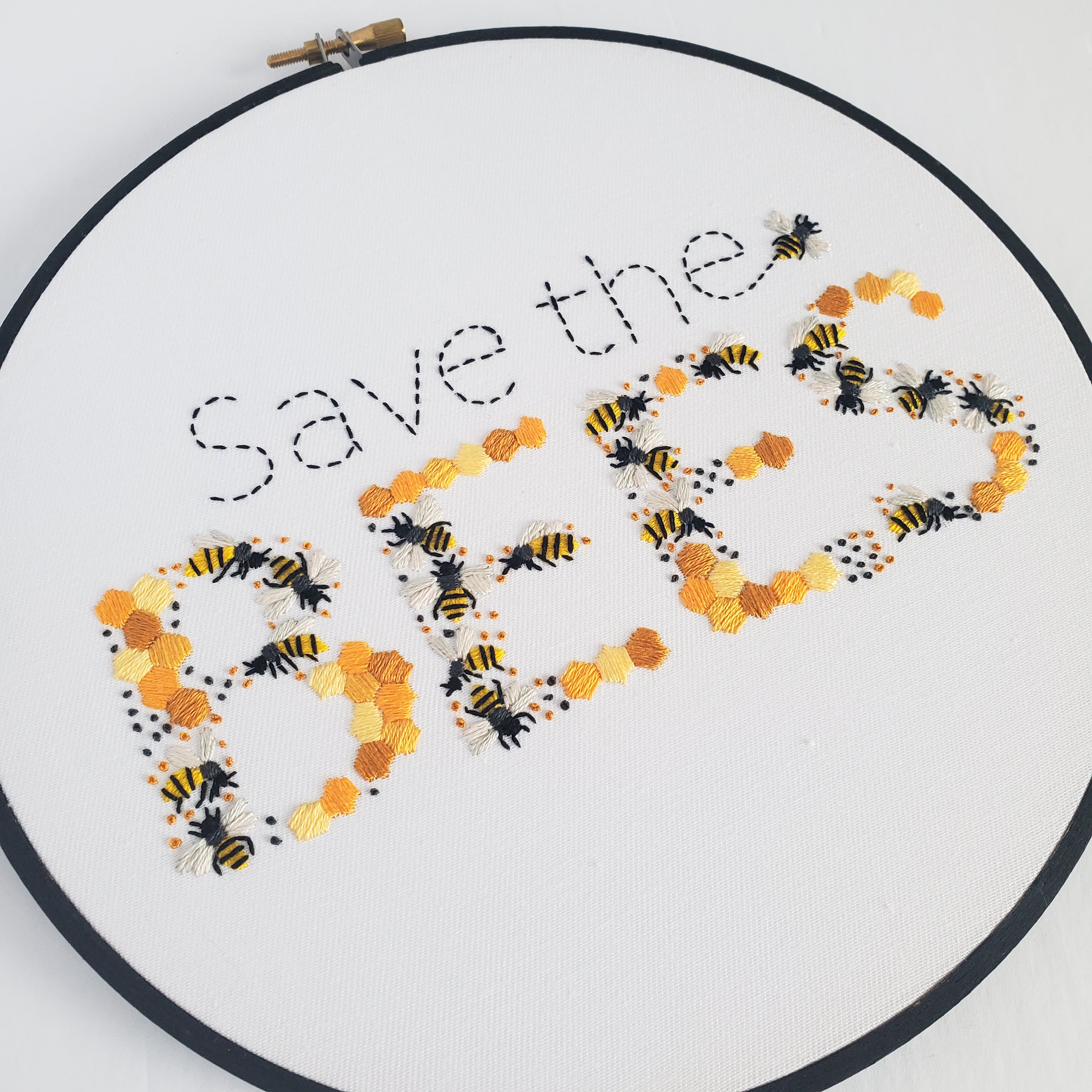 Save The Bees Text - PDF Digital Download Embroidery Pattern & Guide