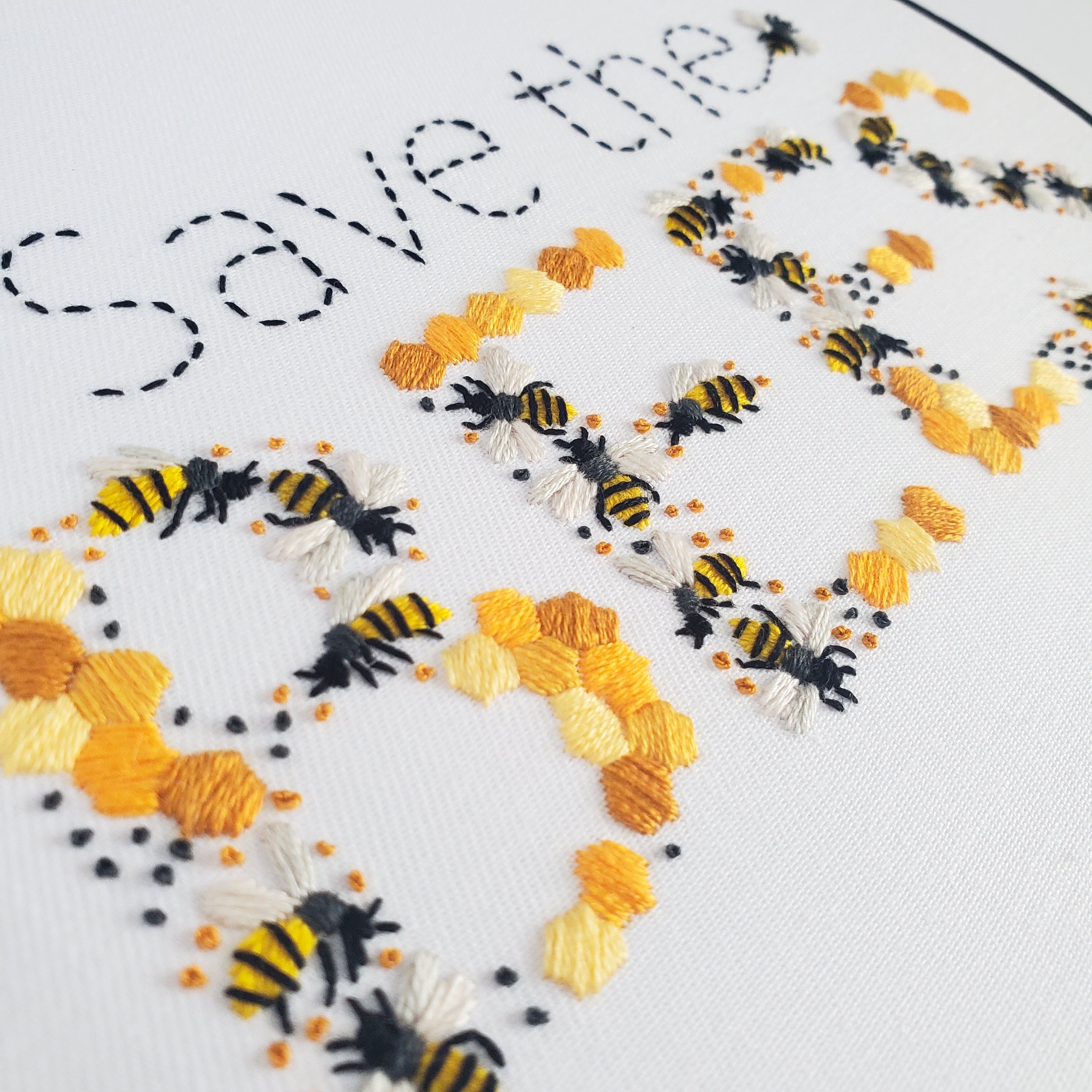 Save The Bees Text - PDF Digital Download Embroidery Pattern & Guide