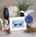 Summer Whale Folk Art Scene - PDF Digital Download Cross Stitch Pattern & Guide