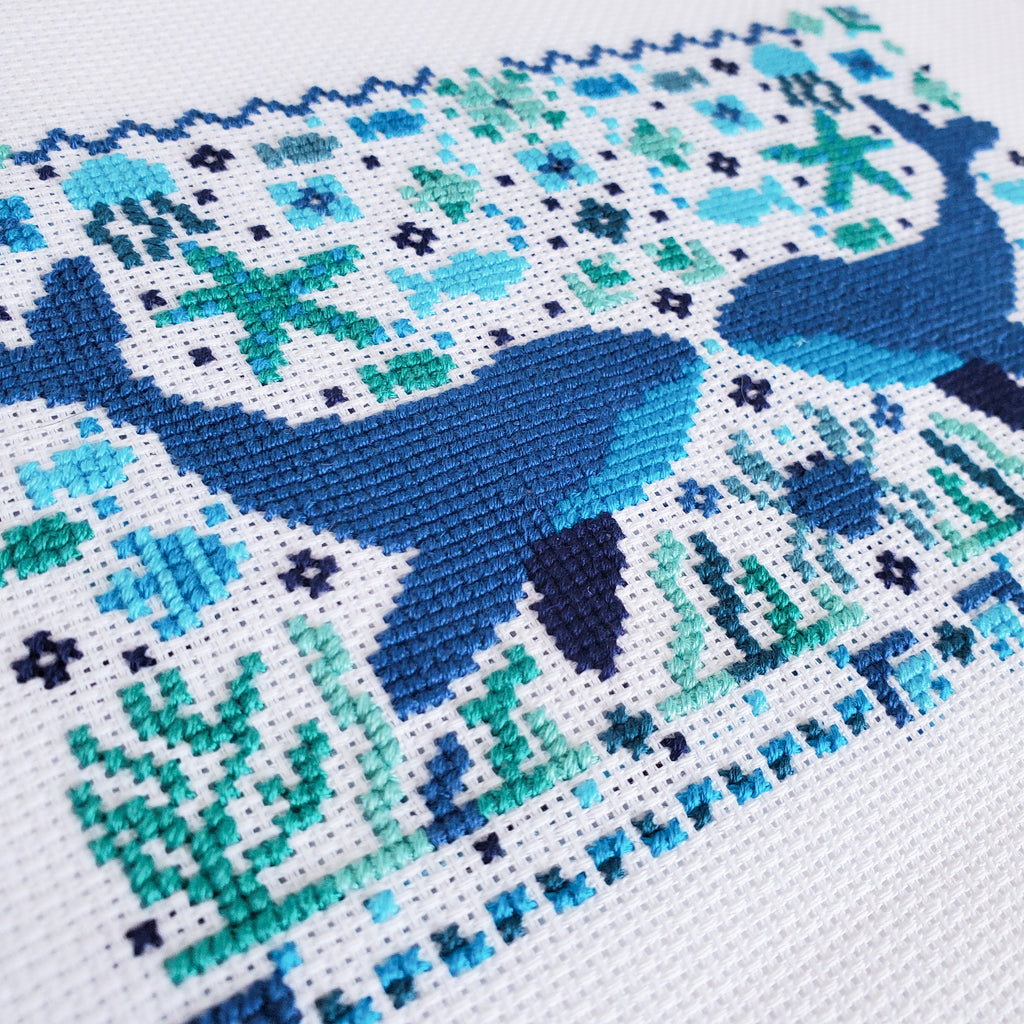 Summer Whale Folk Art Scene - PDF Digital Download Cross Stitch Pattern & Guide