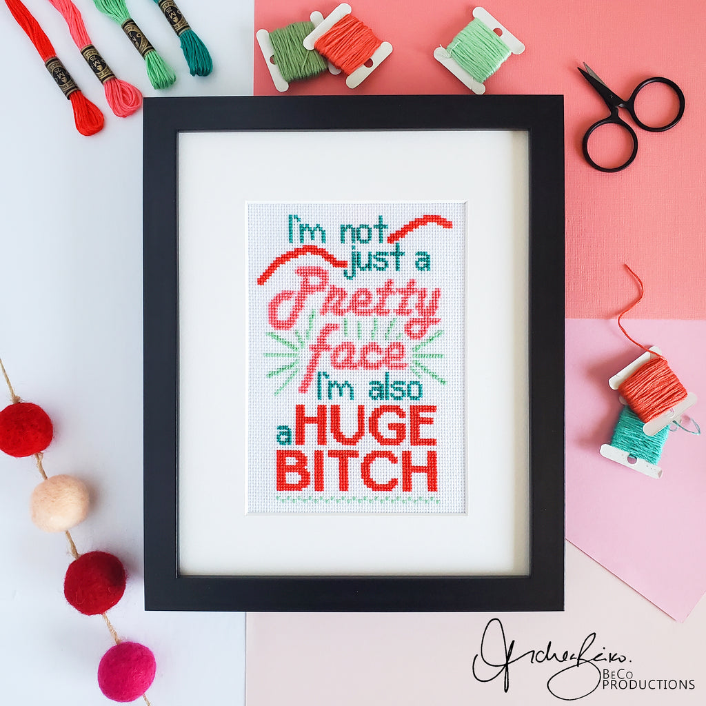 I'm Not Just A Pretty Face I'm Also A Huge Bitch - PDF Digital Download Cross Stitch Pattern & Guide (Copy)