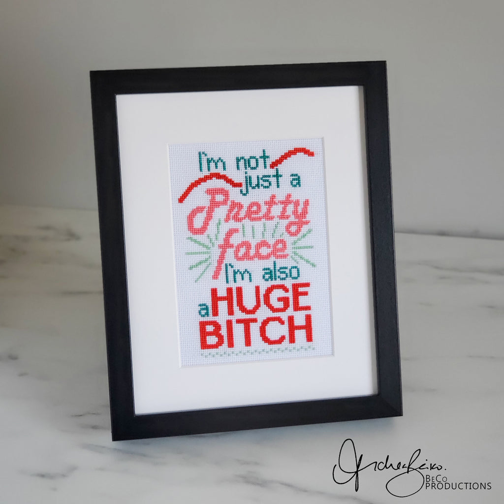 I'm Not Just A Pretty Face I'm Also A Huge Bitch - PDF Digital Download Cross Stitch Pattern & Guide (Copy)