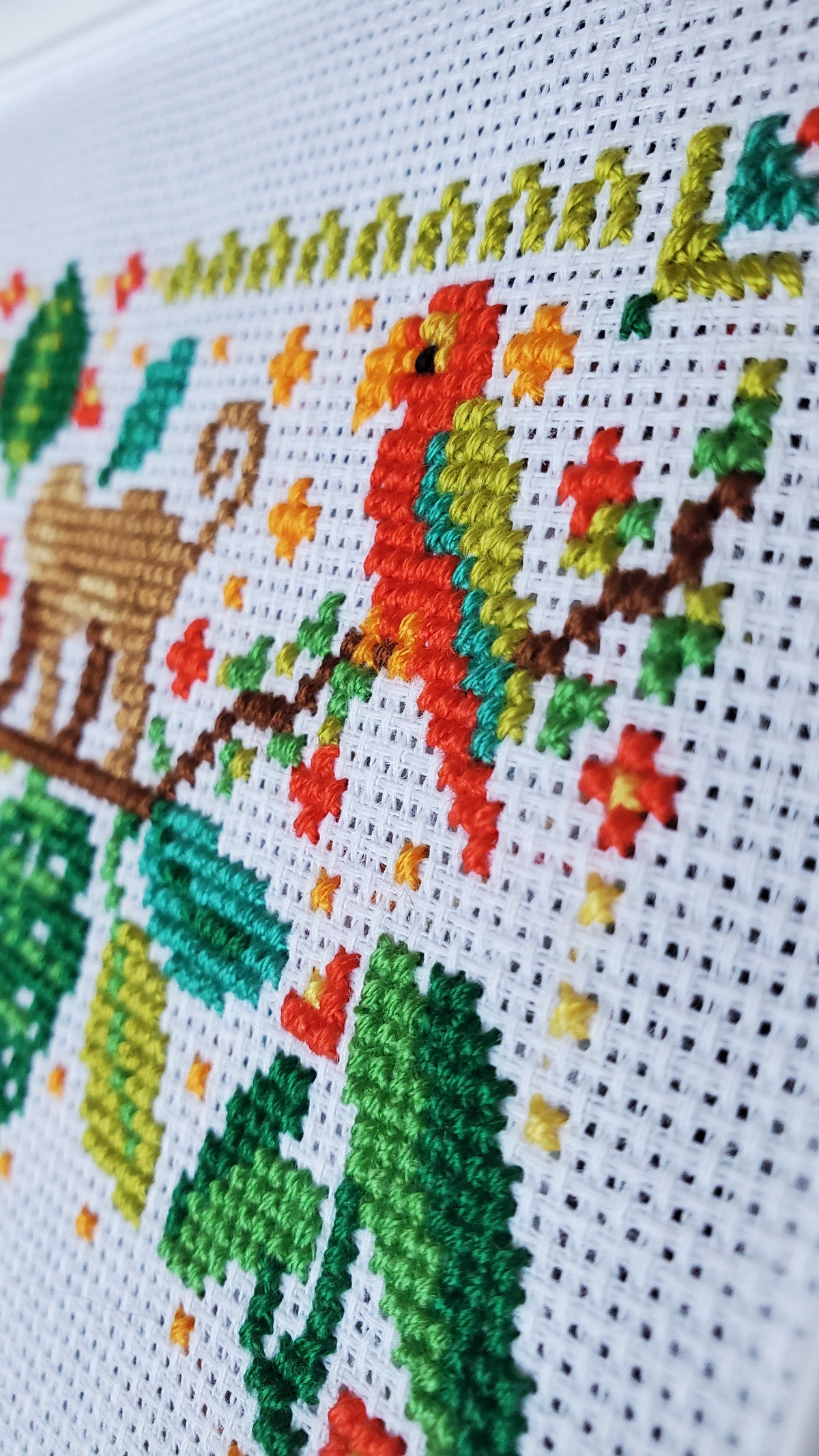 Jungle Leopard Folk Art Scene - PDF Digital Download Cross Stitch Pattern & Guide