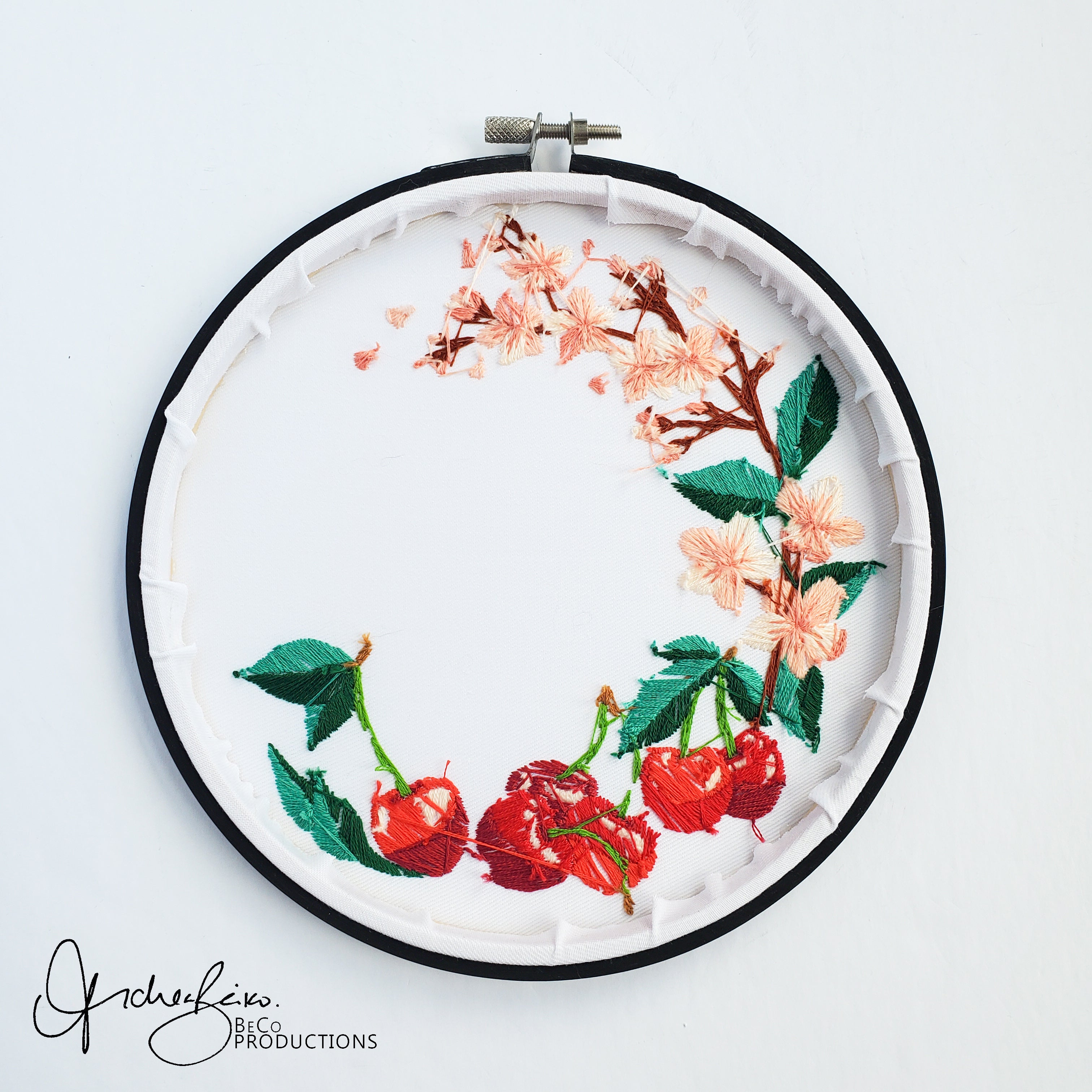 Cherry Wreath - PDF Digital Download Embroidery Pattern & Guide