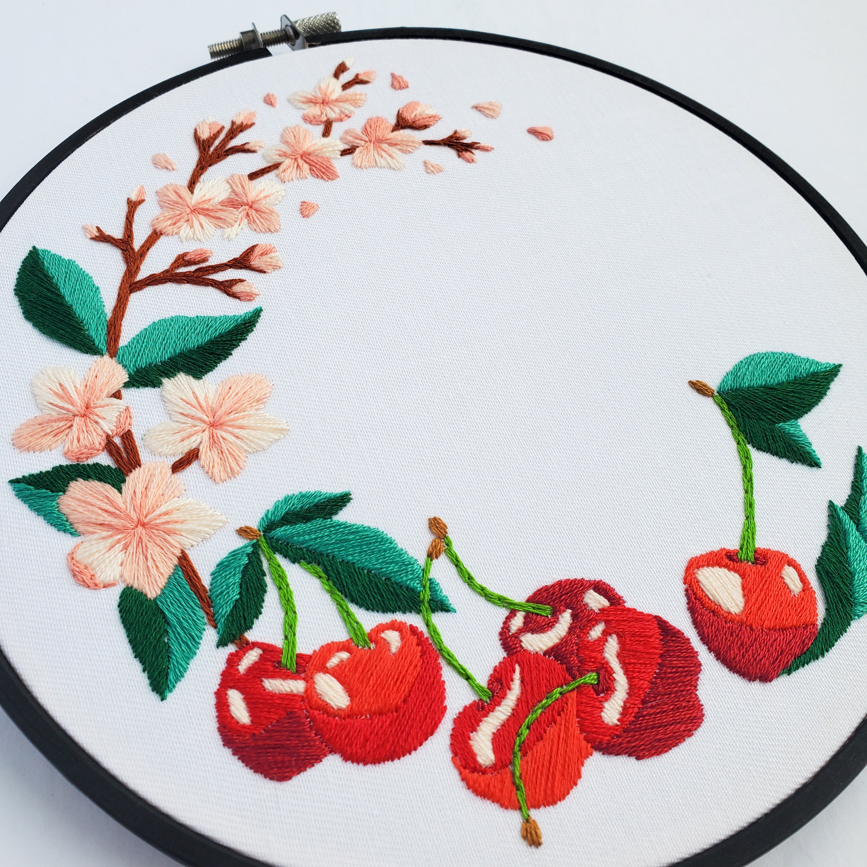 Cherry Wreath - PDF Digital Download Embroidery Pattern & Guide