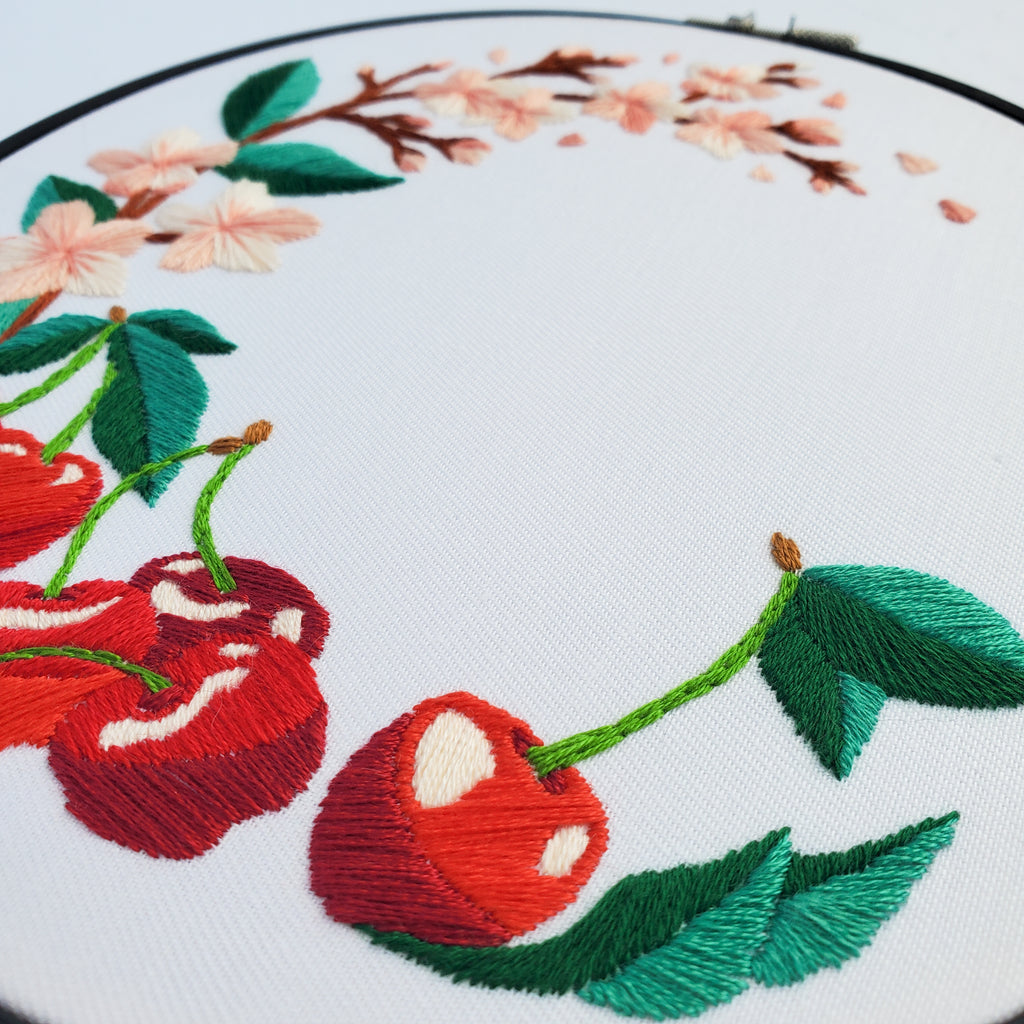Cherry Wreath - PDF Digital Download Embroidery Pattern & Guide