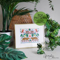 Jungle Leopard Folk Art Scene - PDF Digital Download Cross Stitch Pattern & Guide