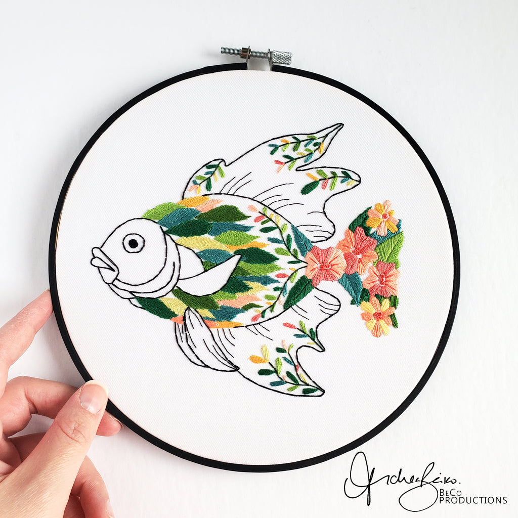 Floral Fish - PDF Digital Download Embroidery Pattern & Guide