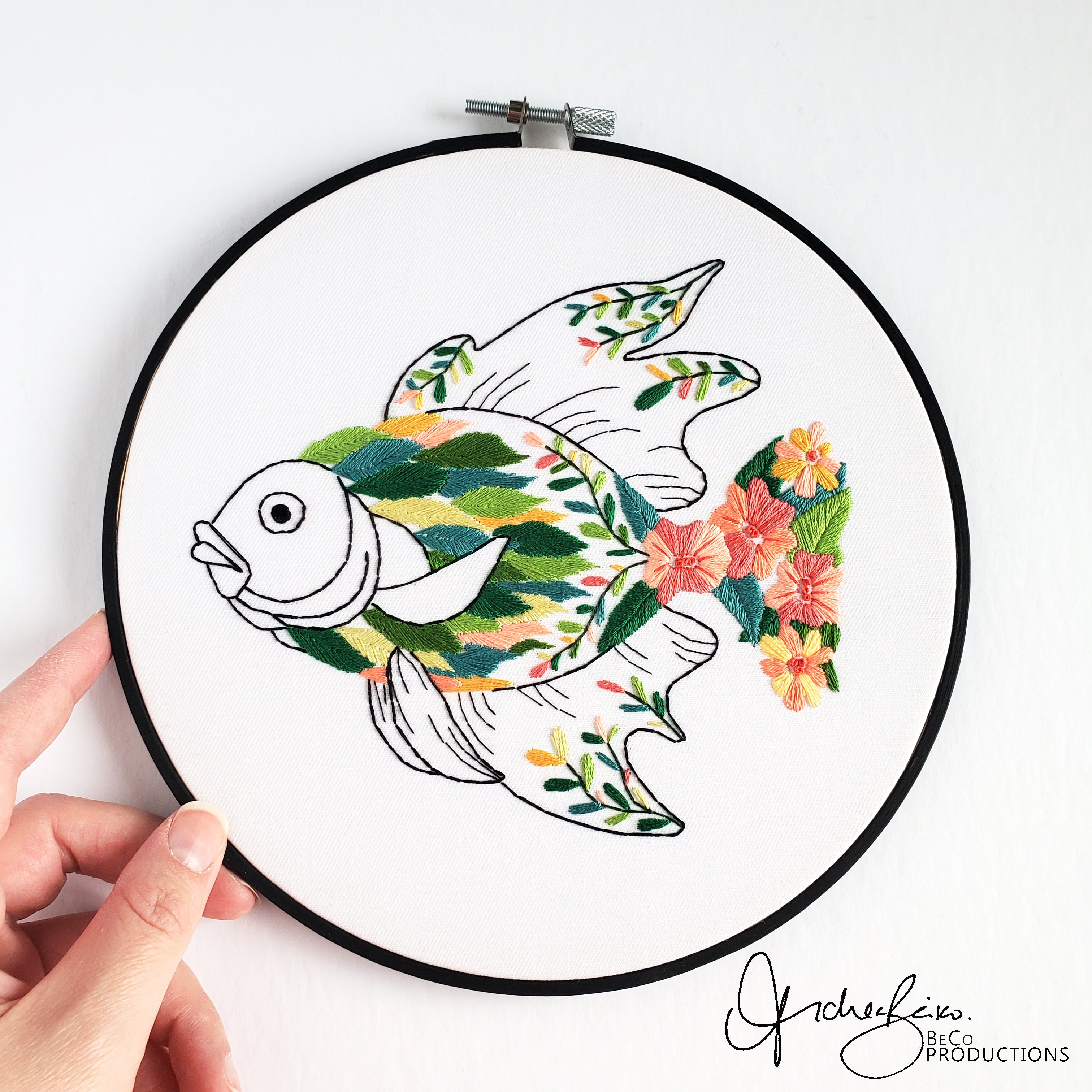 Floral Fish - PDF Digital Download Embroidery Pattern & Guide