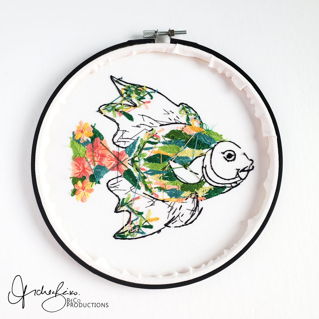 Floral Fish - PDF Digital Download Embroidery Pattern & Guide