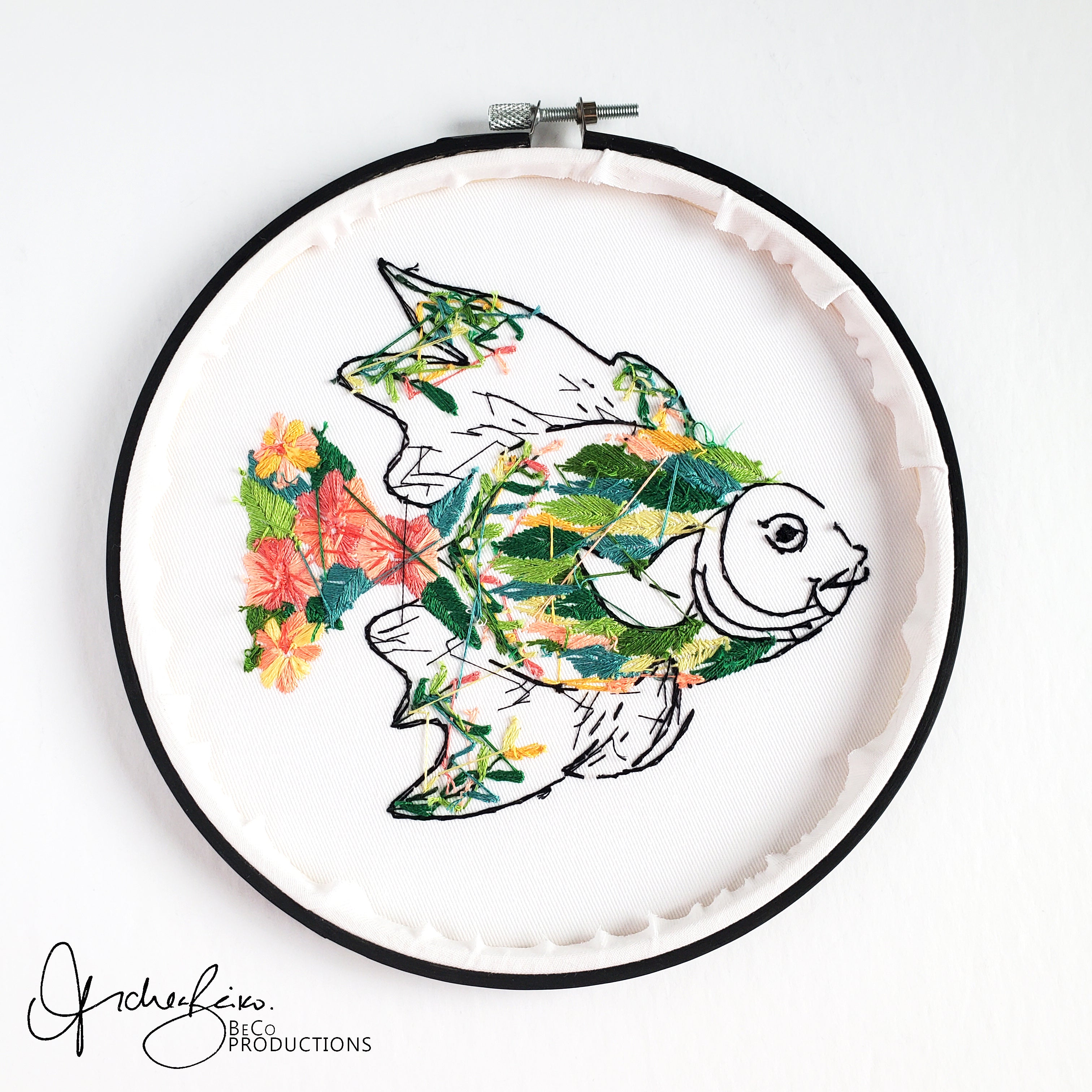 Floral Fish - PDF Digital Download Embroidery Pattern & Guide