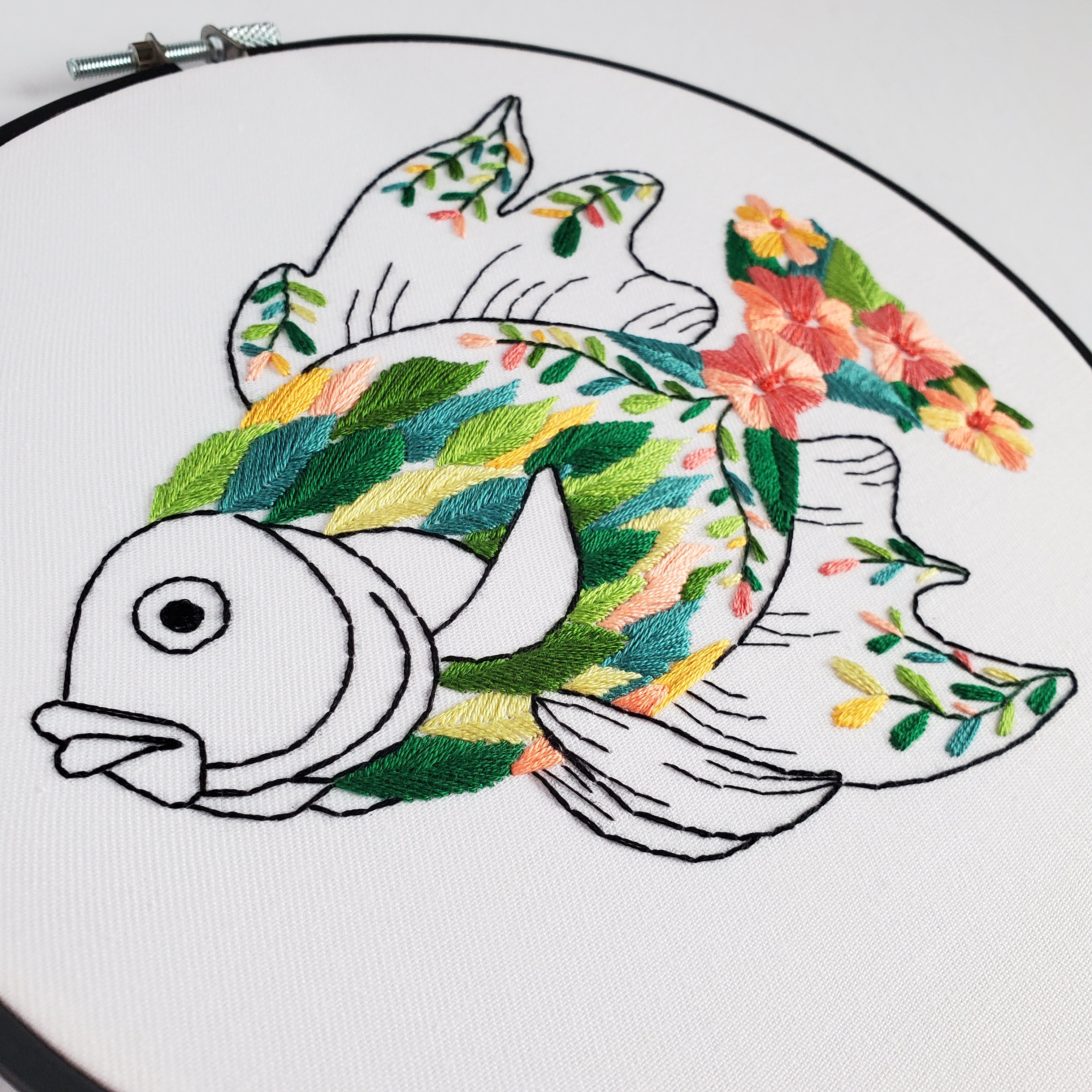 Floral Fish - PDF Digital Download Embroidery Pattern & Guide