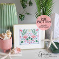 Tropical Flamingo Folk Art Scene - PDF Digital Download Cross Stitch Pattern & Guide