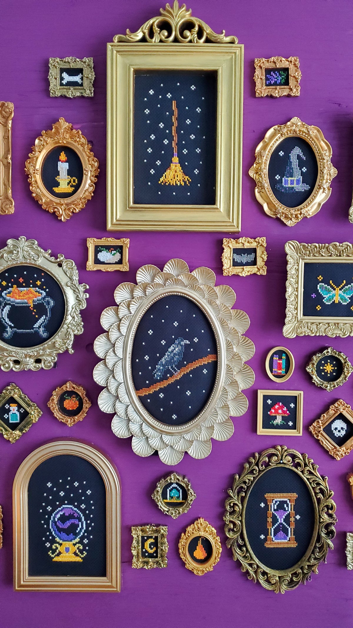 Witch's Wall Of Curiosities - 31 Pattern BUNDLE - Halloween Cross Stitch Patterns - PDF Digital Download Embroidery Pattern & Guide