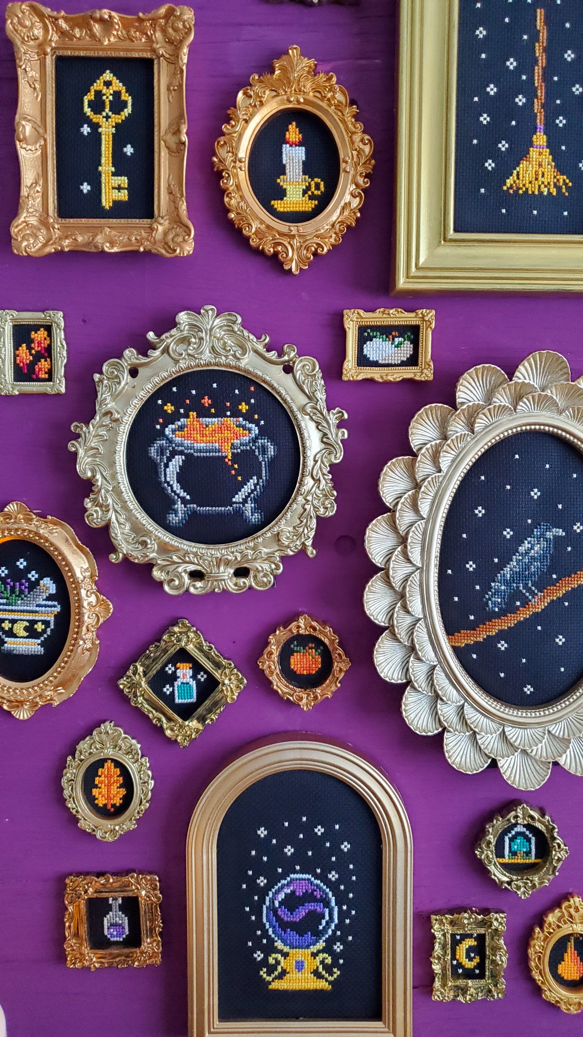 Witch's Wall Of Curiosities - 31 Pattern BUNDLE - Halloween Cross Stitch Patterns - PDF Digital Download Embroidery Pattern & Guide