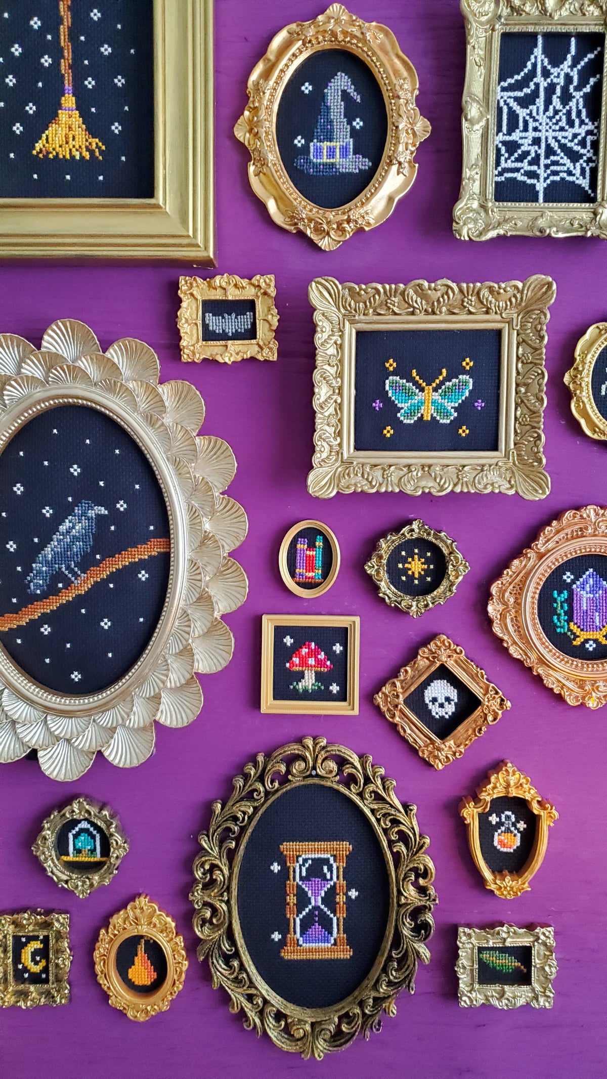Witch's Wall Of Curiosities - 31 Pattern BUNDLE - Halloween Cross Stitch Patterns - PDF Digital Download Embroidery Pattern & Guide
