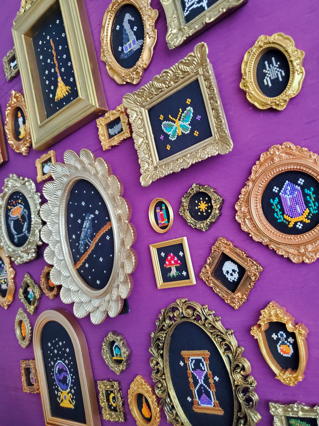 Witch's Wall Of Curiosities - 31 Pattern BUNDLE - Halloween Cross Stitch Patterns - PDF Digital Download Embroidery Pattern & Guide