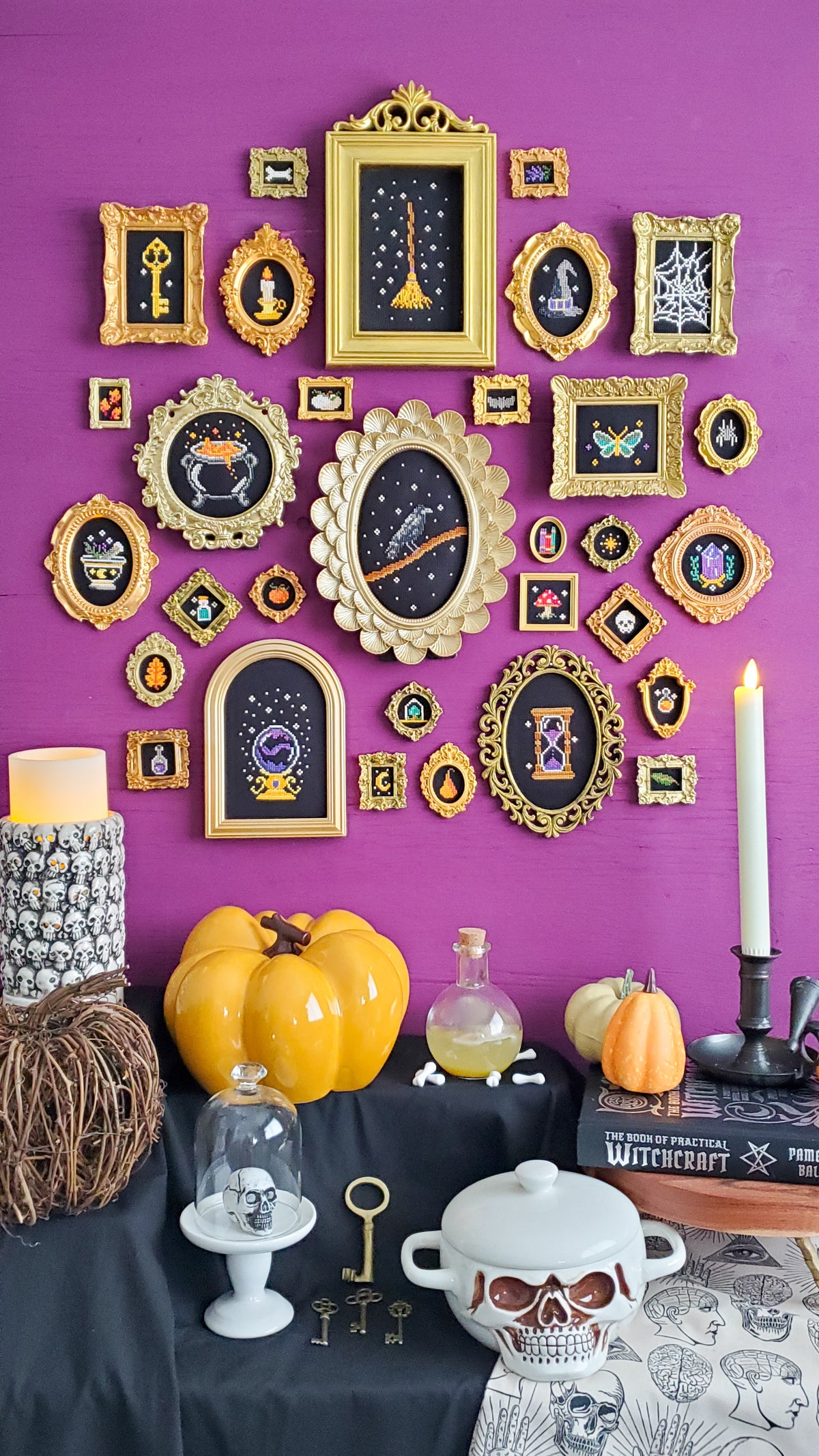 Witch's Wall Of Curiosities - 31 Pattern BUNDLE - Halloween Cross Stitch Patterns - PDF Digital Download Embroidery Pattern & Guide