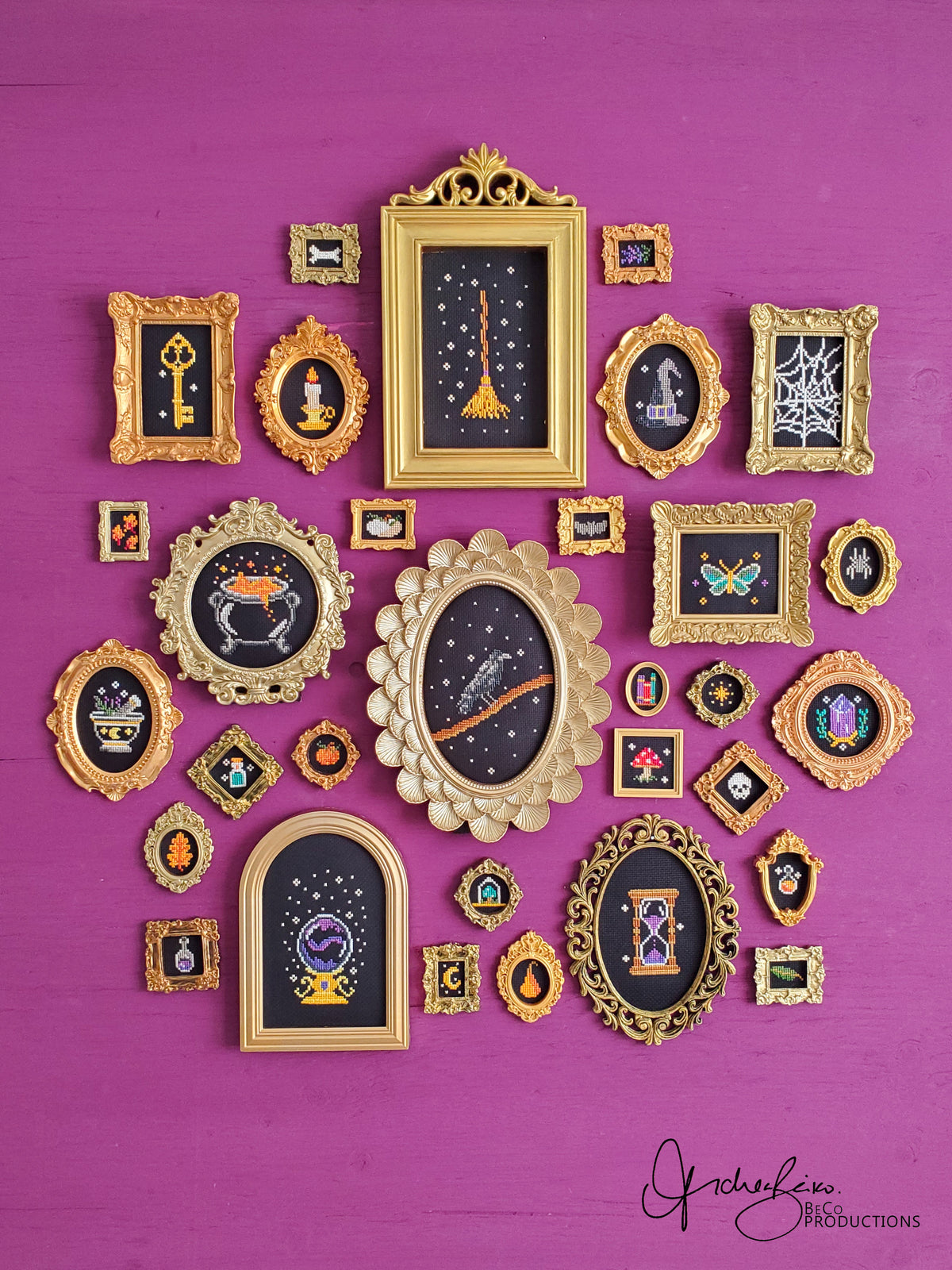 Witch's Wall Of Curiosities - 31 Pattern BUNDLE - Halloween Cross Stitch Patterns - PDF Digital Download Embroidery Pattern & Guide