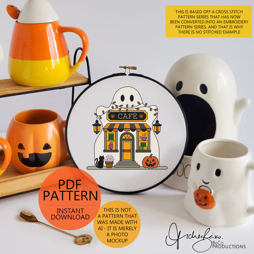 Spooky Little Shop Embroidery Series - 3 Pattern BUNDLE - Halloween Store Fronts Hand Embroidery PDF Digital Download Patterns & Guide