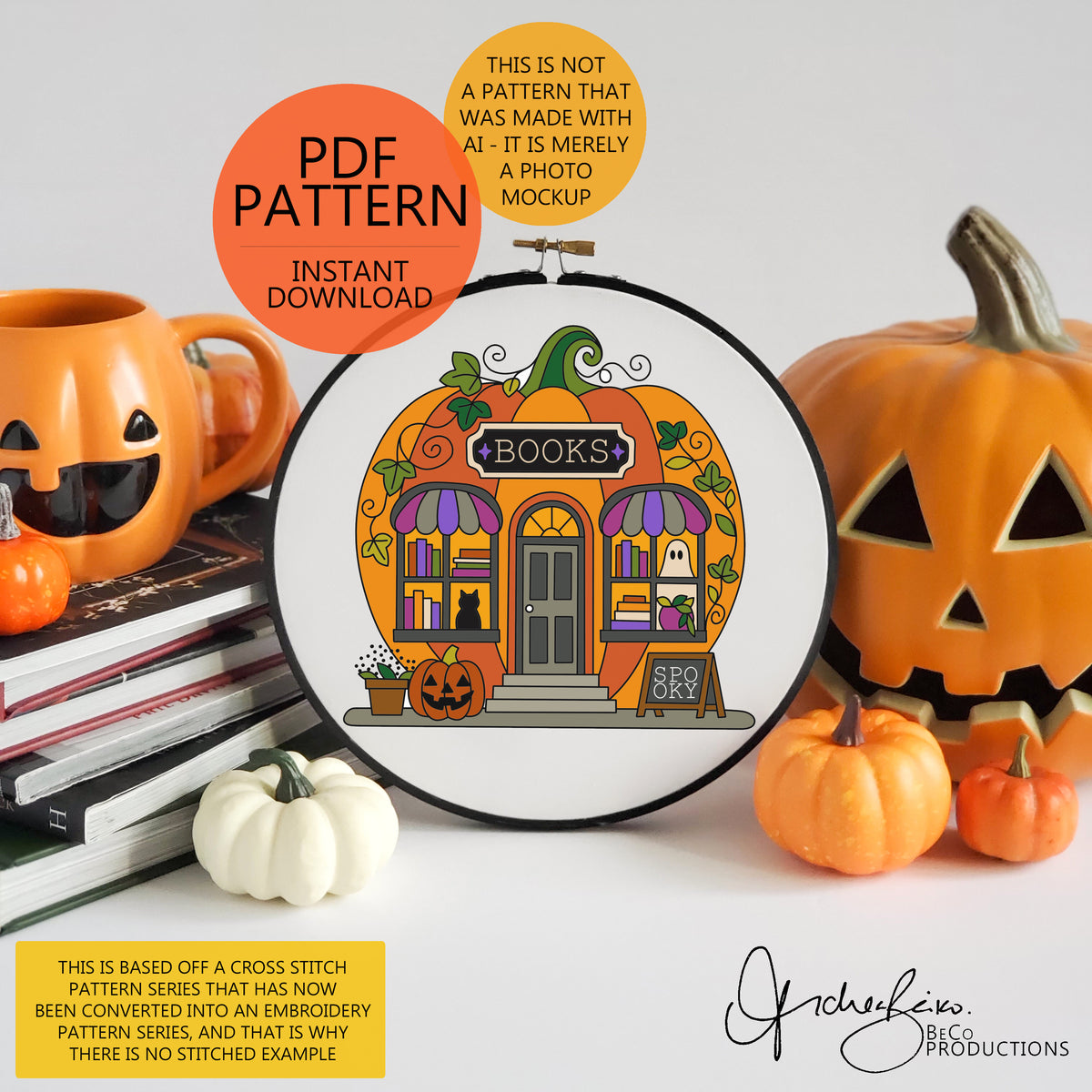 Spooky Little Shop Embroidery Series - 3 Pattern BUNDLE - Halloween Store Fronts Hand Embroidery PDF Digital Download Patterns & Guide