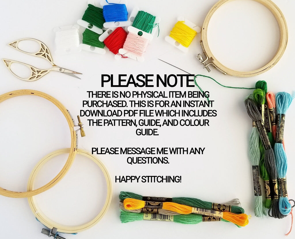 APRIL Monthly Monochromatic Folk Art Inspired Series - PDF Digital Download Embroidery Pattern & Guide