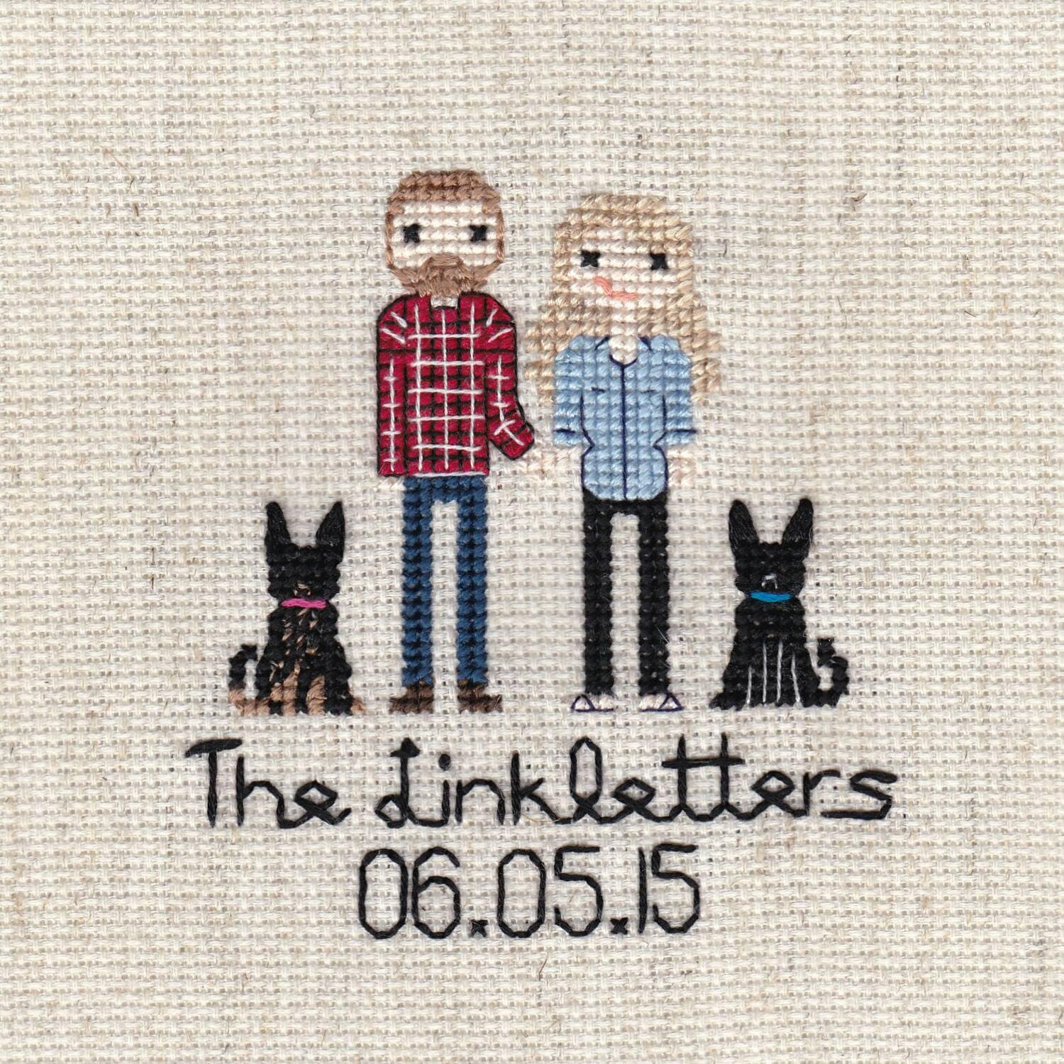 Custom Family Cross Stitch Portrait