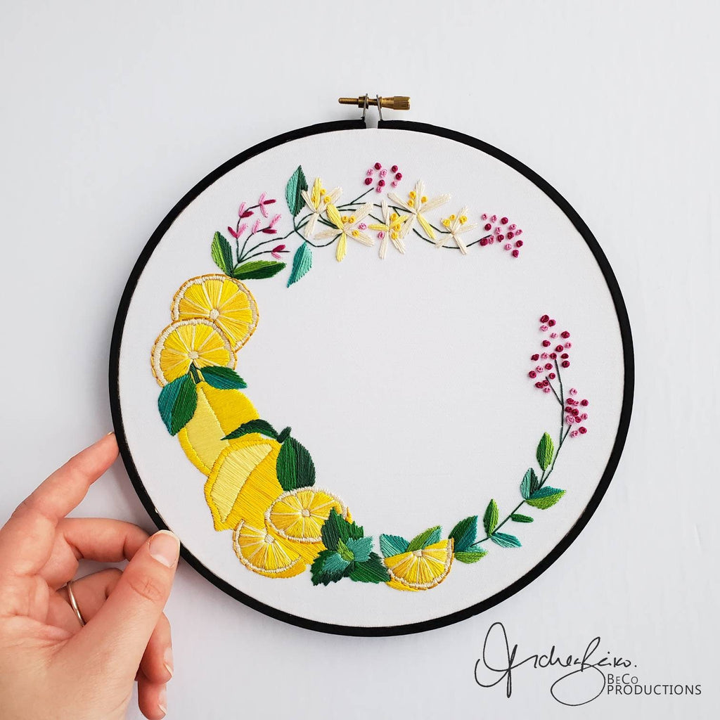 Lemon Wreath - PDF Digital Download Embroidery Pattern & Guide