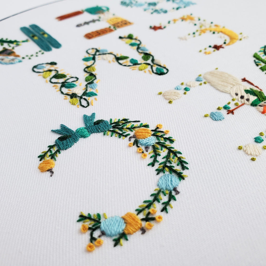 DECEMBER Monthly Text Series - PDF Digital Download Embroidery Series Pattern & Guide