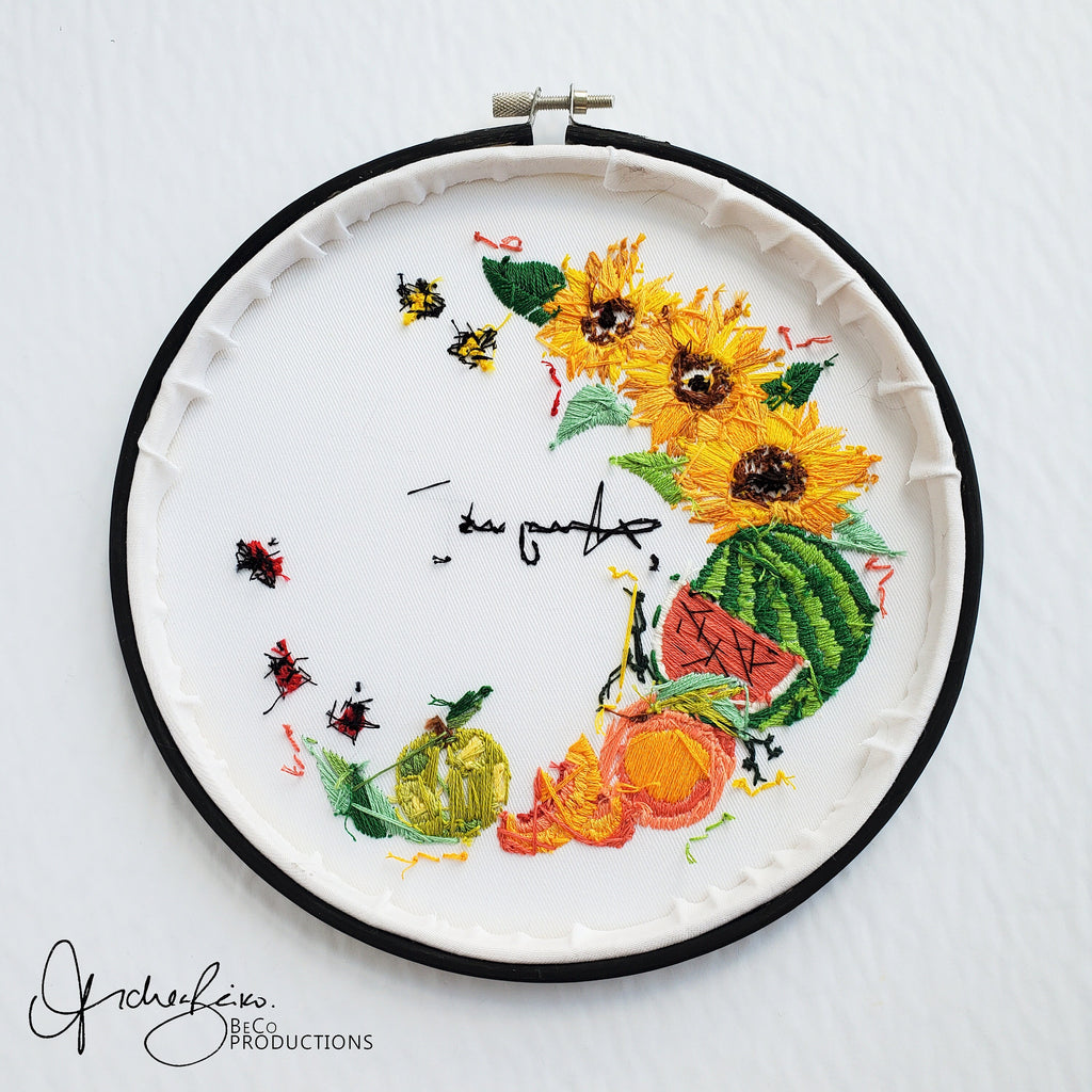 AUGUST Monthly Series Wreath - PDF Digital Download Embroidery Pattern & Guide