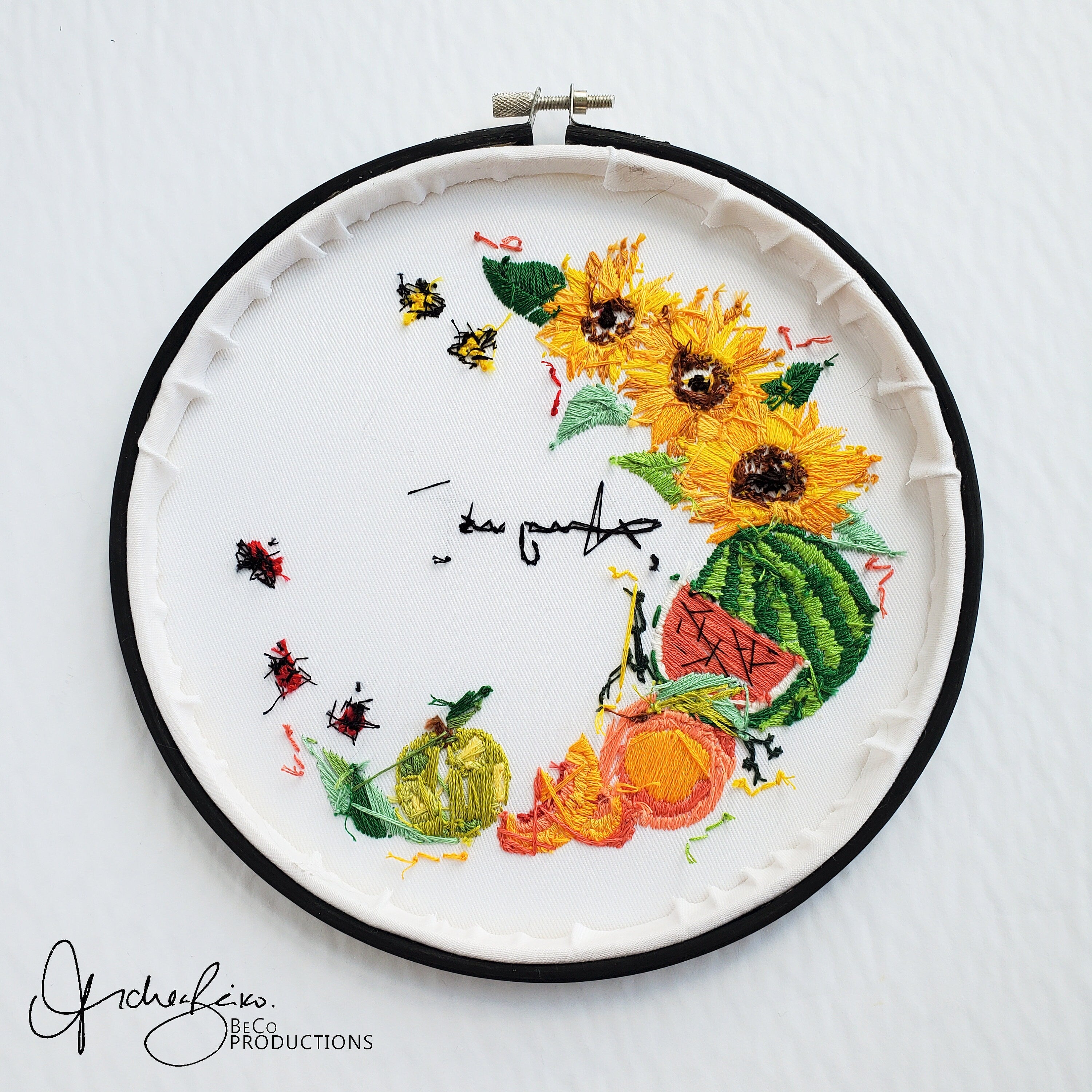 AUGUST Monthly Series Wreath - PDF Digital Download Embroidery Pattern & Guide