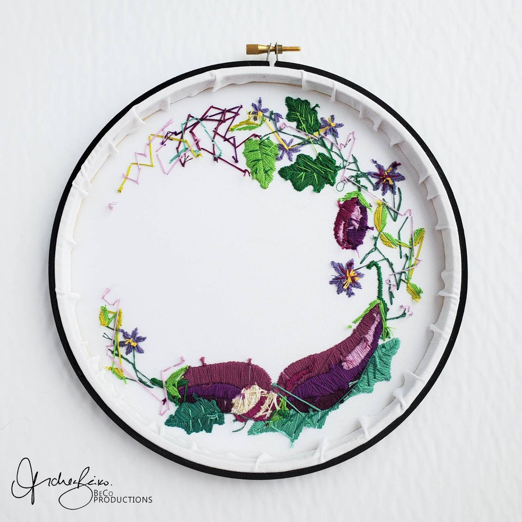 Eggplant Wreath- PDF Digital Download Embroidery Pattern & Guide