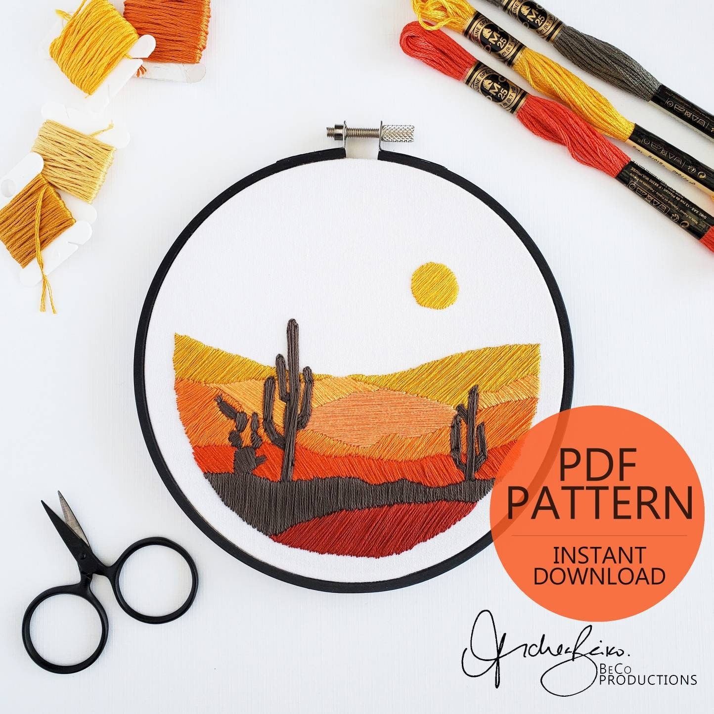 Desert Landscape - PDF Digital Download Embroidery Pattern & Guide