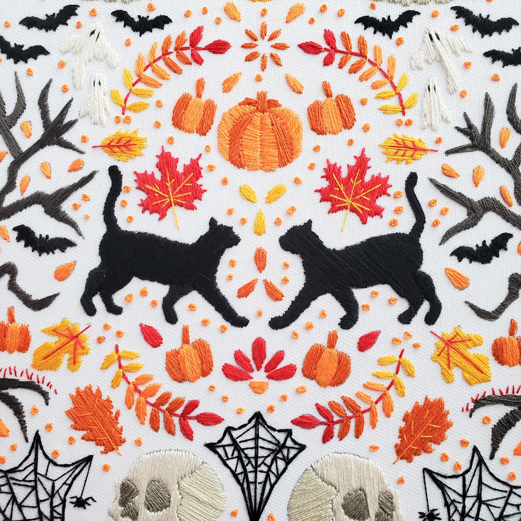 Halloween Folk Art Inspired Series - PDF Digital Download Embroidery Pattern & Guide