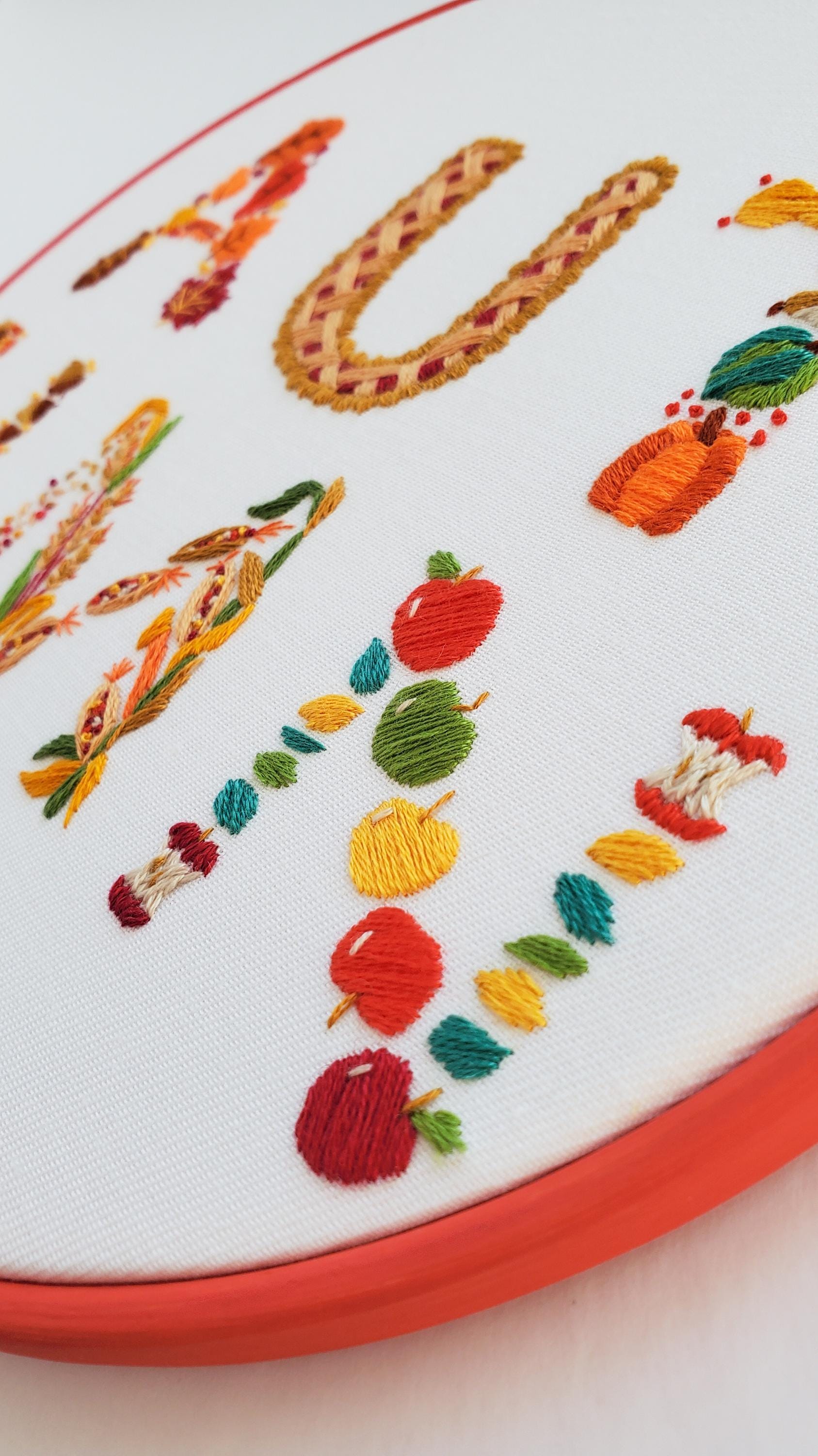 Autumn Text - PDF Digital Download Embroidery Pattern & Guidech