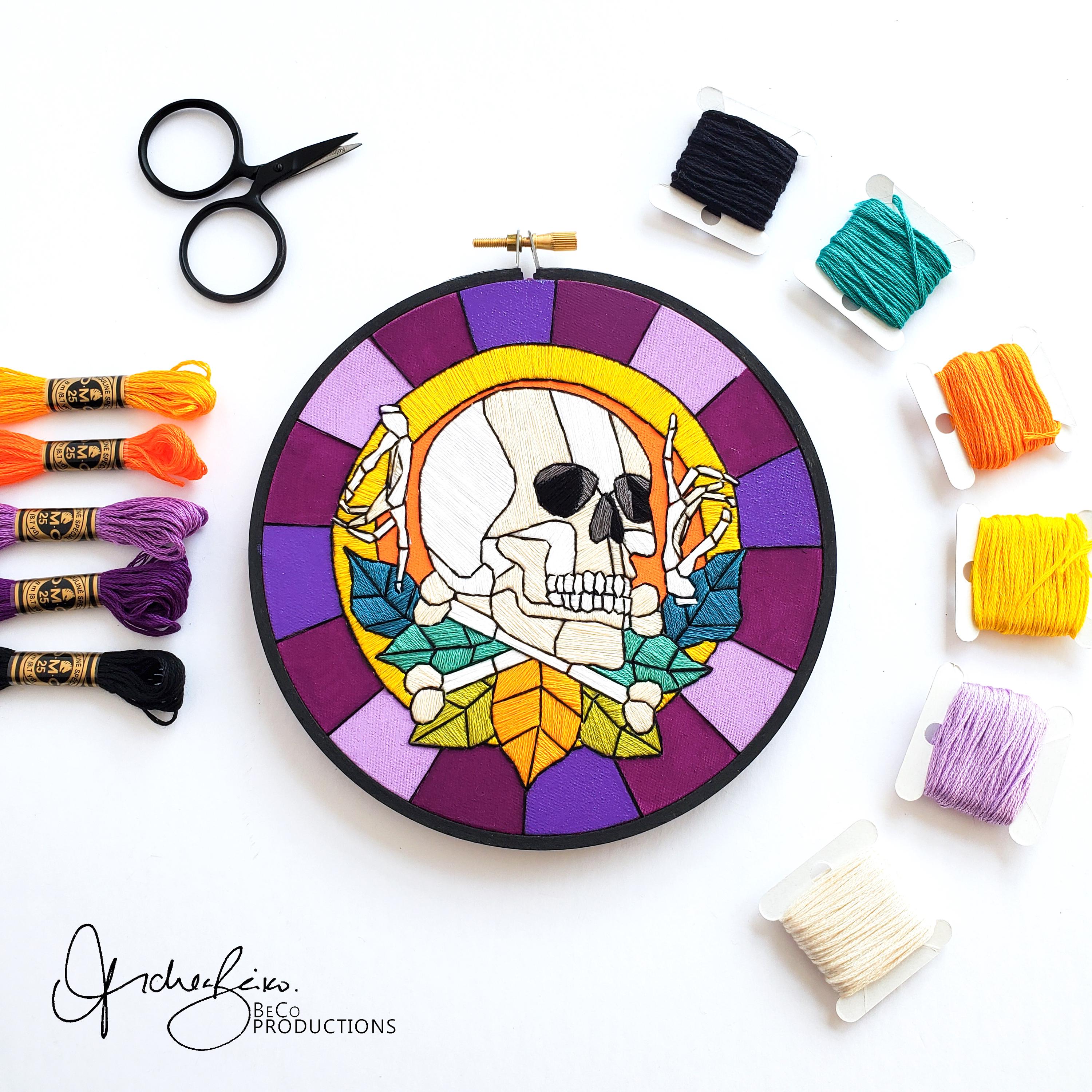 Halloween Stained Glass BUNDLE - PDF Digital Download Embroidery Pattern & Guide