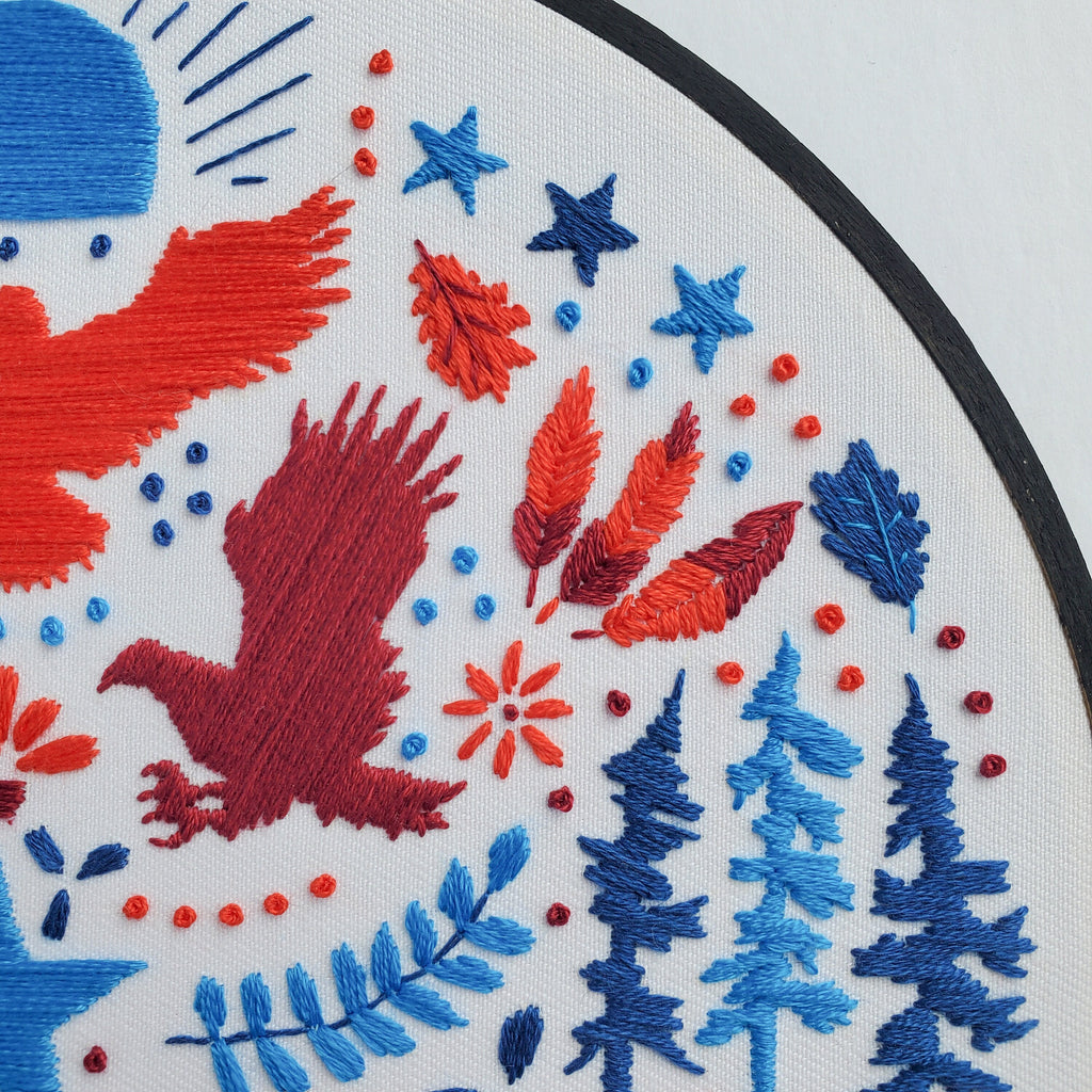 USA American Folk Art Inspired Series - PDF Digital Download Embroidery Pattern & Guide