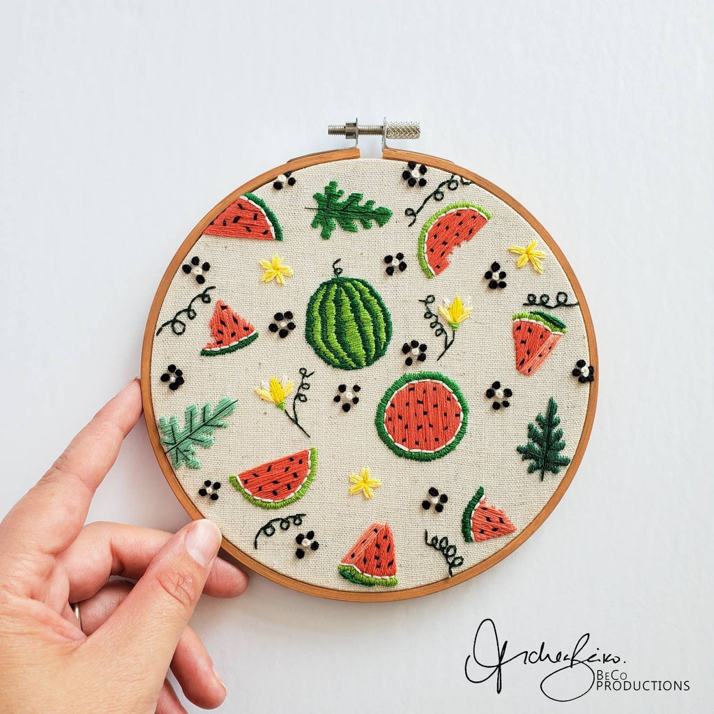 Watermelon Life Cycle Print - PDF DIgital Download Embroidery Pattern & Guide