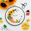 AUGUST Monthly Series Wreath - PDF Digital Download Embroidery Pattern & Guide
